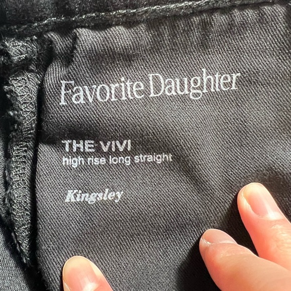 NWT Favorite daughter The Vivi Kingsley Straight Leg black Jeans 22‎ button fly - Picture 8 of 10